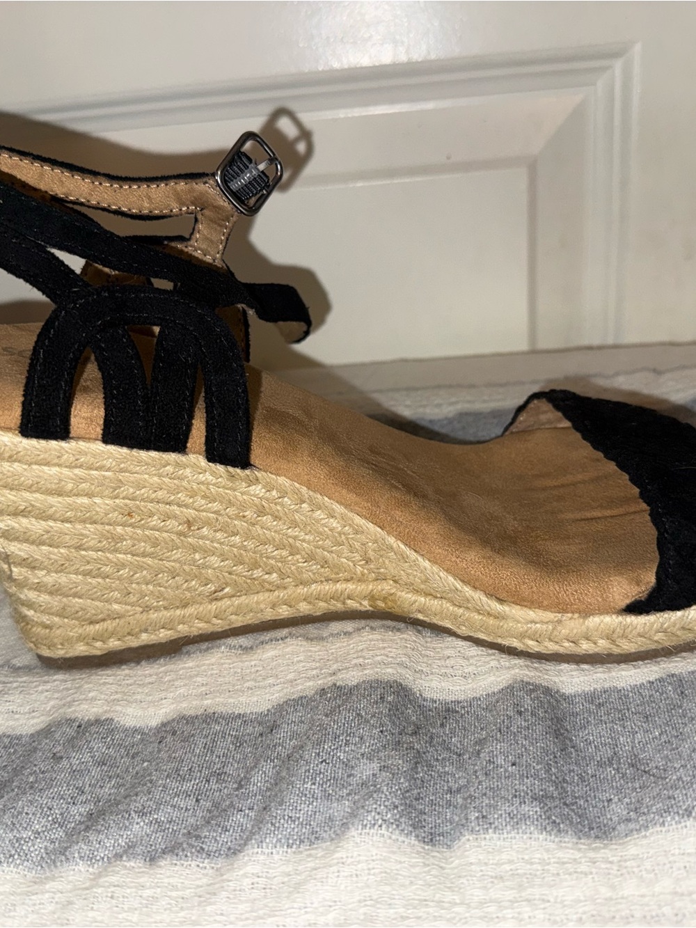 Sonoma Womens Black Espadrille Wedge Sandals - Classic Summer Style
